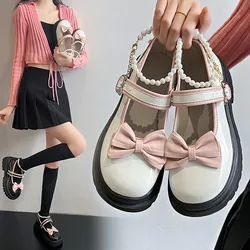 Women Mary Jane Shoes Thick High Heels Pumps Female Lolita Fashion Square Toe Shoes Spring Fashion Platform Party Leather Shoes