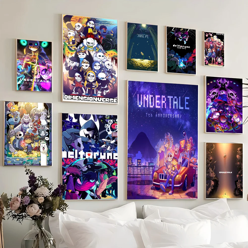 Anime Game Undertale Vintage Posters Sticky Retro Kraft Paper Sticker DIY Room Bar Cafe Kawaii Room Decor