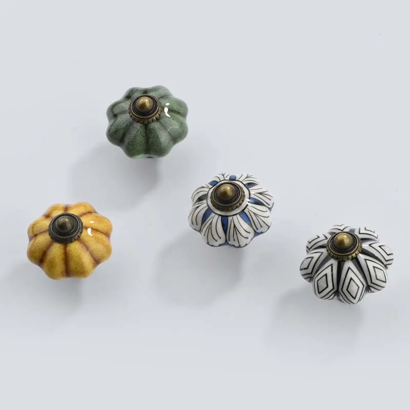 Keramik-Schubladengriff, Einzelloch, europäischer Schrank, kleiner Griff, rund, Ethno-Stil, Farbe, Kleiderschrank, Türgriff, Knöpfe und Griffe