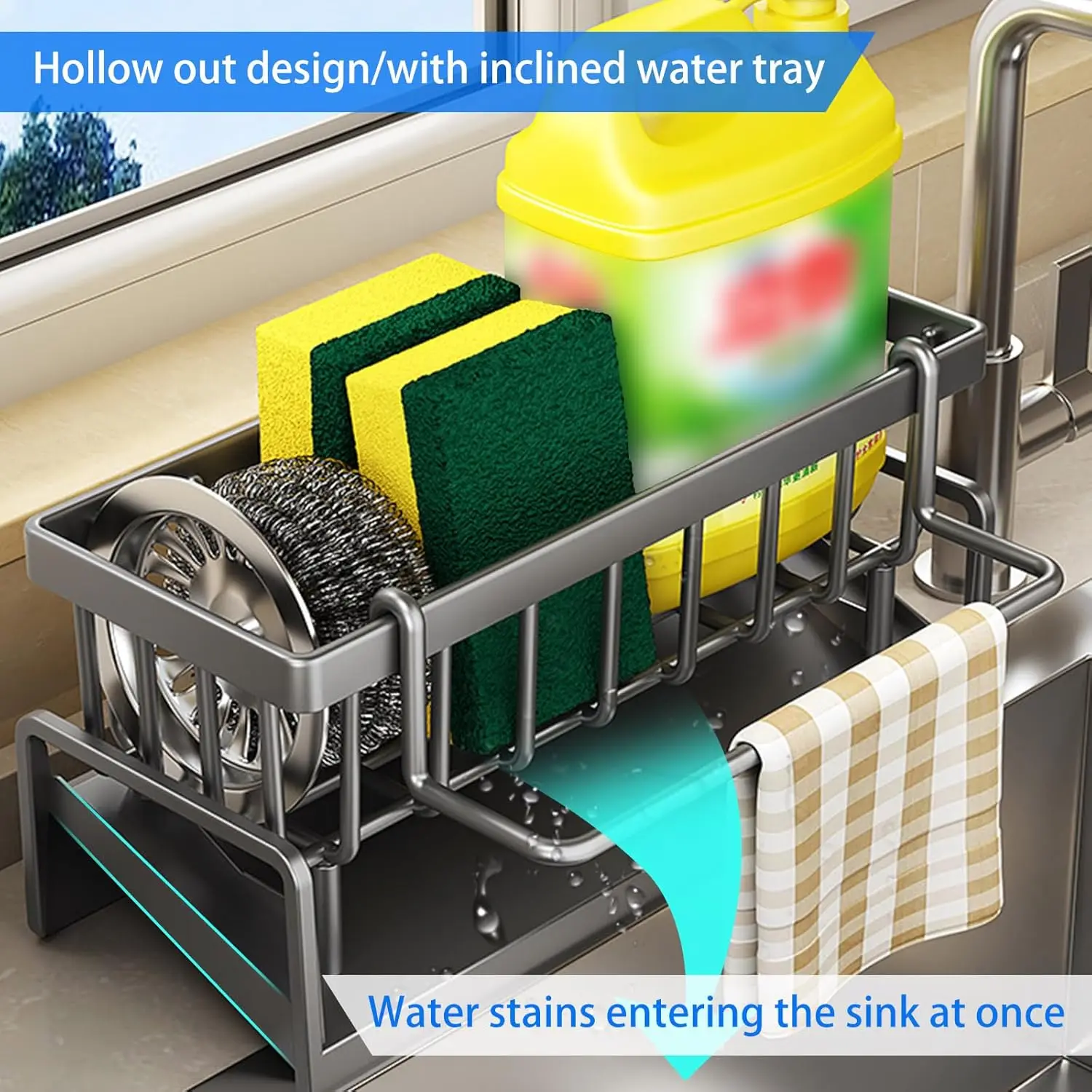 Küche Waschbecken Abfluss Rack Lagerung Rack Carbon Stahl Rostfrei Selbstentleinen Waschbecken Rack Seife Rack Schwamm Rack Dish tuch Handtuch Rack