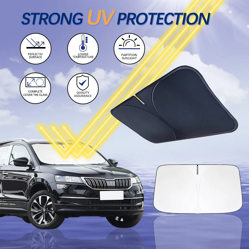 Car Sun Visor Front Windshield Sunshade Heat Insulation Summer Auto Accessories For Skoda Karoq Roomster