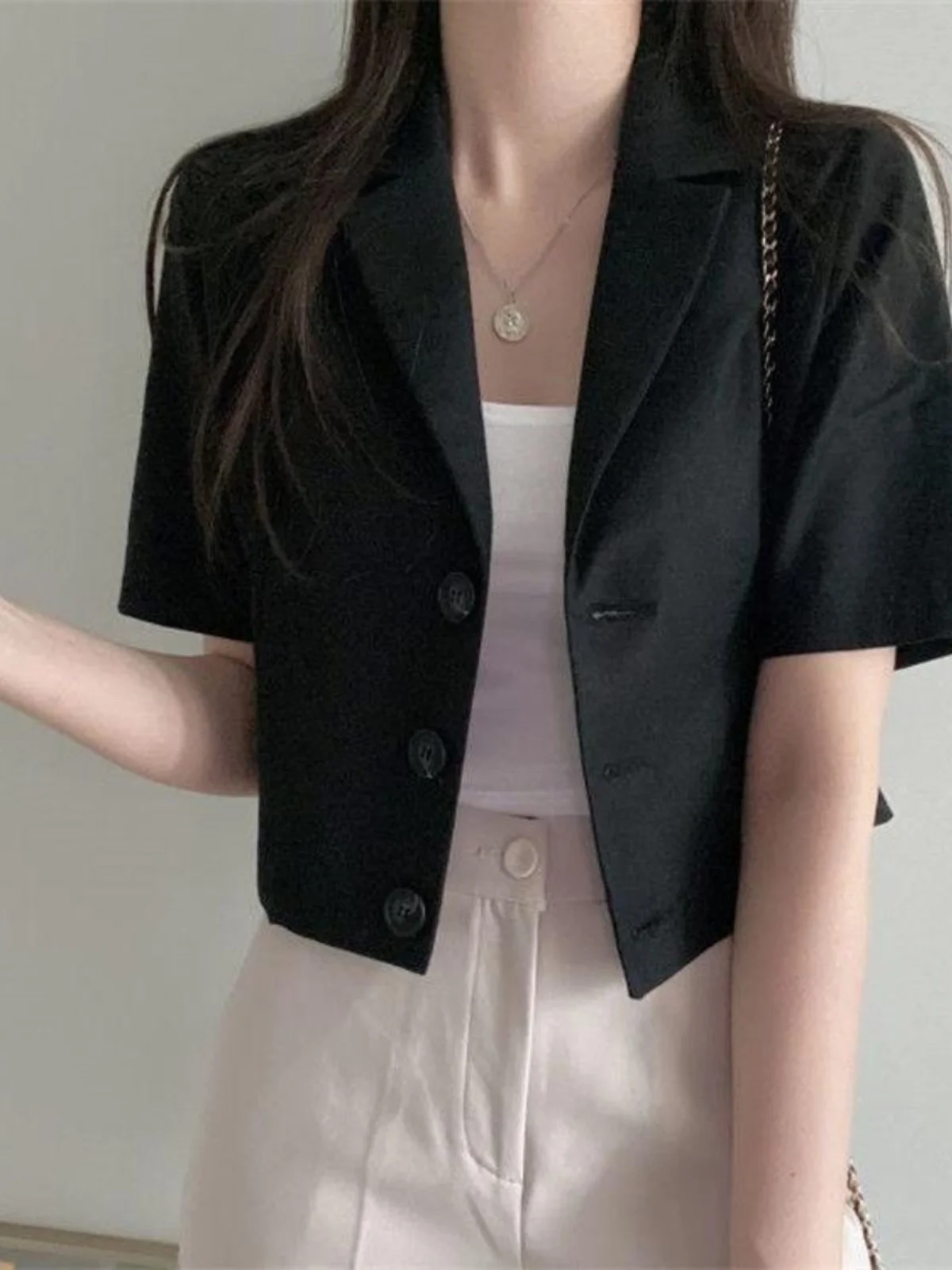 

Корейский Sle Casual ort Sve Color Женское летнее тонкое свободное пальто Ele Верхняя одежда Маленький размер Топ