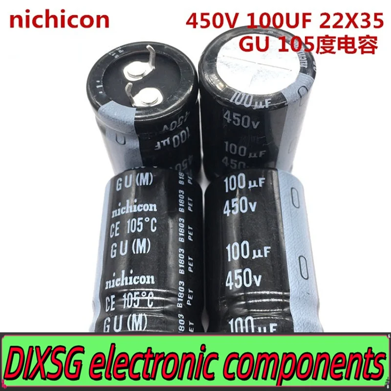 DIXSG (1 PCS) Through Hole 450V100UF 22X35 nichicon Electrolytic Capacitor 100UF 450V 22*35 GU 105 องศา