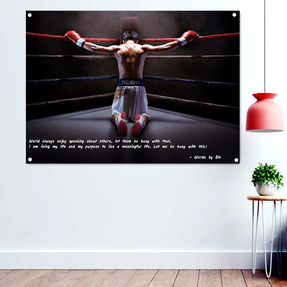 Boxing Ring Wallpaper Poster Tapestry Kickboxing, Muay Thai, Martial Arts Workout Banners Flag Canvas Painting Gym Wall Decor B2