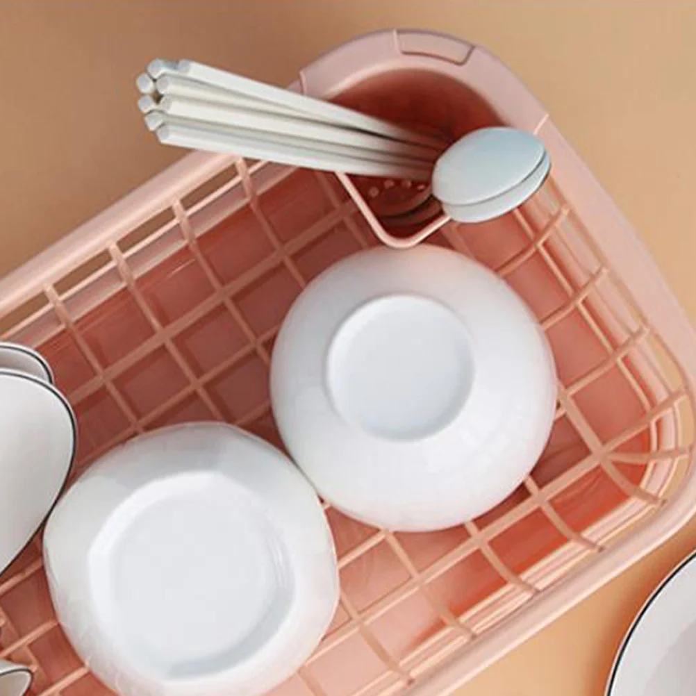 

Bowl Utensil Organizer Rack Kitchen Drain Board Chopstick Spoon Fork Holder Tableware Drying Stand Dish Storage Shelf Pink