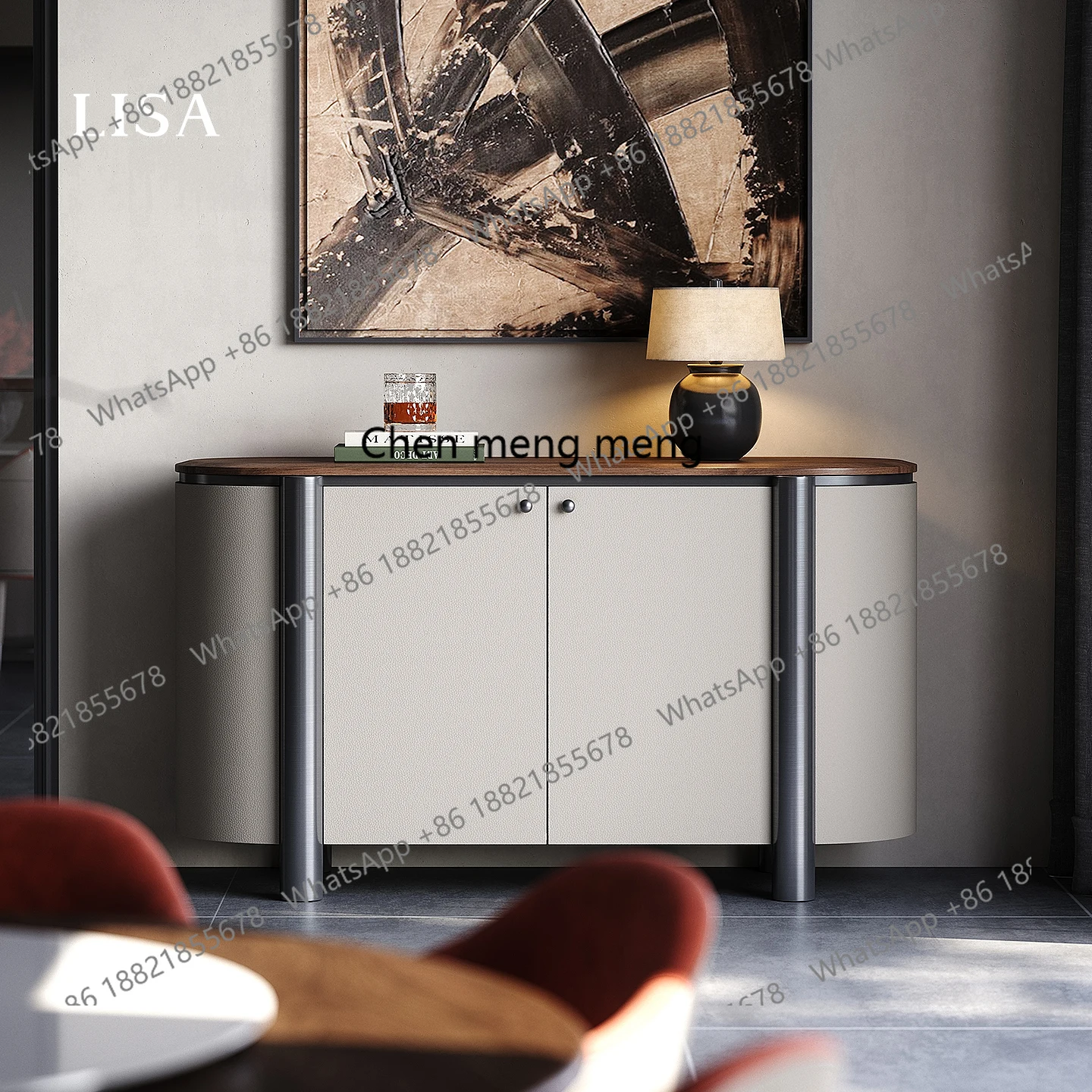 

Italian light luxury dining side cabinet living room wall locker large flat floor storage locker