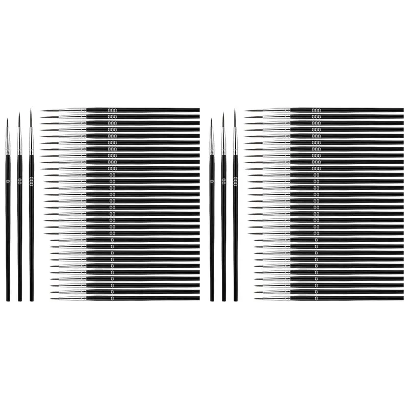 A96I-60Pcs Detail Brushes, Fine Tip Paint By Number Brushes, 3 Sizes 0 00 00, Model Crafts Painting A