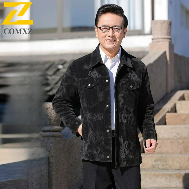

COMXZ Men Leather Jacket AutumnLuxury Elegant Outdoor Work Windproof Coat Casual Turndown Collar Slim Fit Leather Jackets