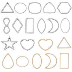 10Pcs Hollow Stainless Steel Charms Pendants Circle Shape Frame Jewelry Findings Bezels for DIY Crafts Earring Necklace Making