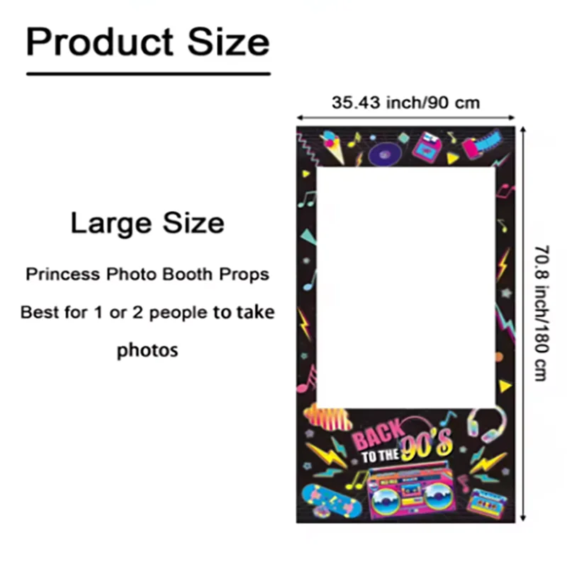 80s Music Festival Party Photo Frame Props Hip Disco Rock Recorder Shooting Background  Birthday Decorations Supplies Banner