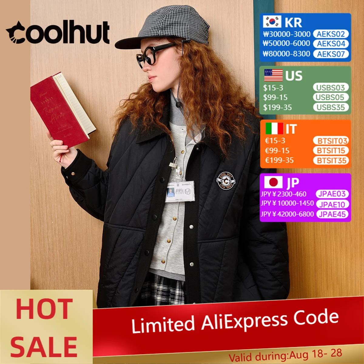 

COOLHUT New Arrival Women's Vintage Lapel Cotton Jacket Lightweight Fall Winter Coat Simple Retro Style Korean Fashion Outerwear