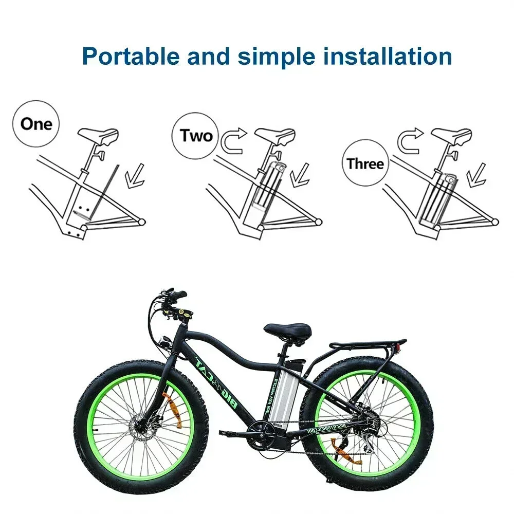 Silverfish-Bicicleta eléctrica de iones de litio, 48V, 36V, 24V, 15A, 20A, 800W, 500W, paquete de batería 18650 + cargador