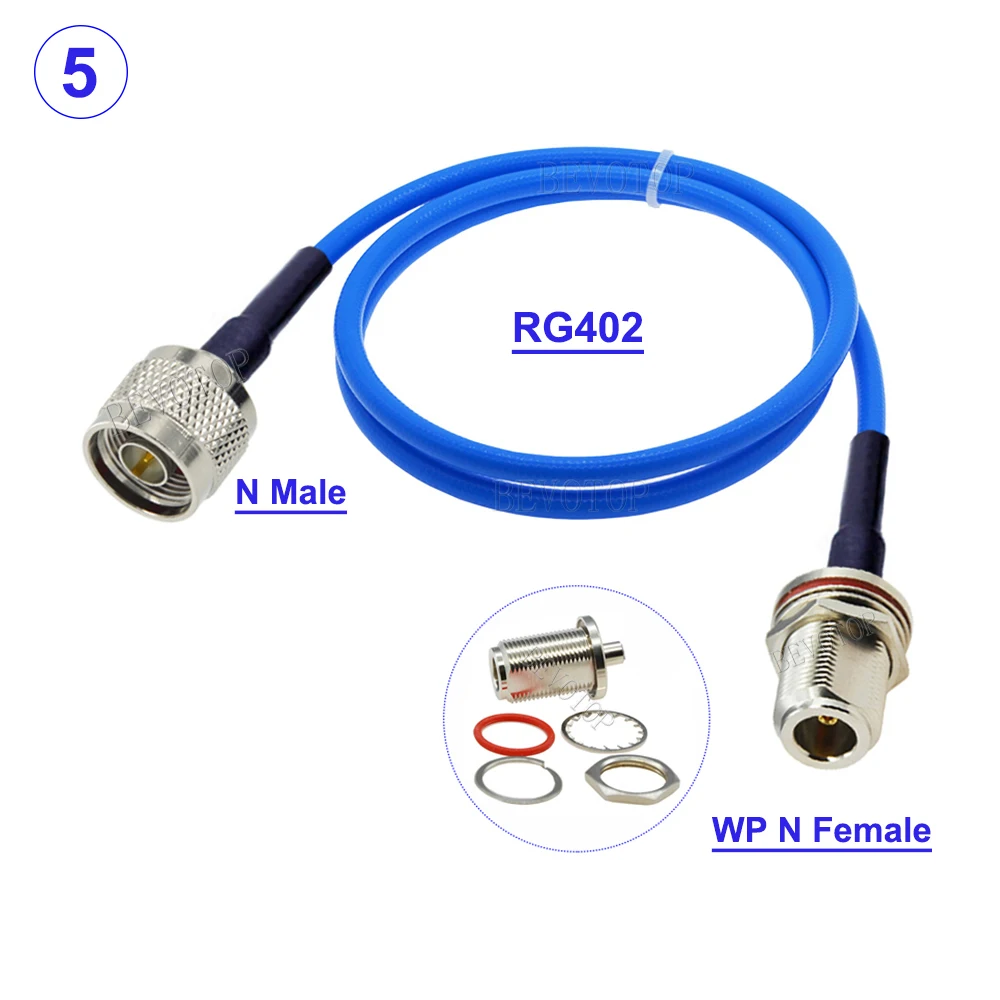 1Pcs RG-402 L16 N Male to N Male/FemaleConnector 50ohm N Type Crimp Semi Flexible Blue Jacket RG402 RF Coaxial Cable 15CM-20M