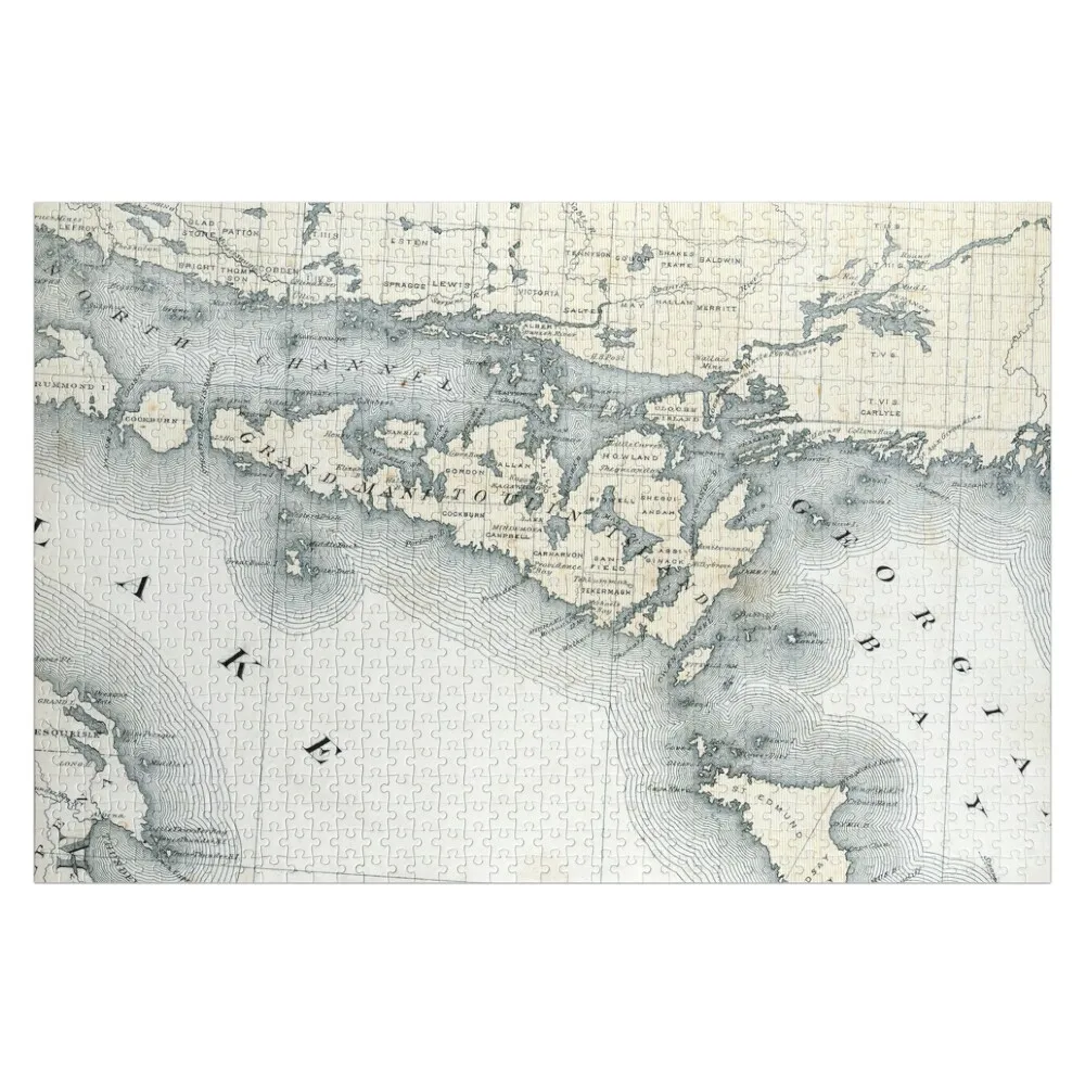 1879 Vintage Map of Manitoulin Island, Ontario Jigsaw Puzzle Custom Jigsaw Custom Wood Personalised Toys Puzzle