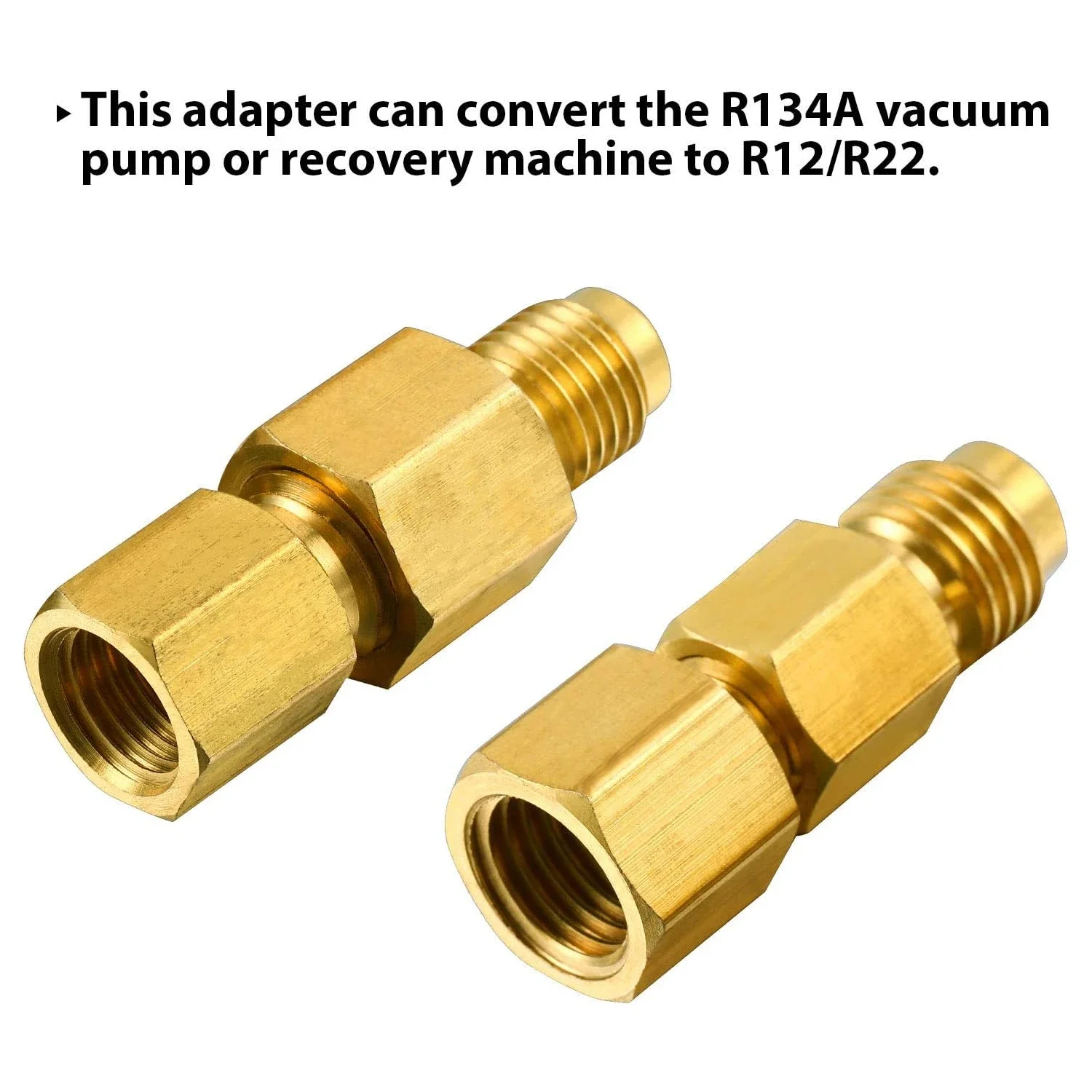 2PCS R134A Brass Refrigerant Tank Adapter to R12 Fitting Adapter 1/2" Female x 1/4" Flare Male Adaptor Valve Core Adapter