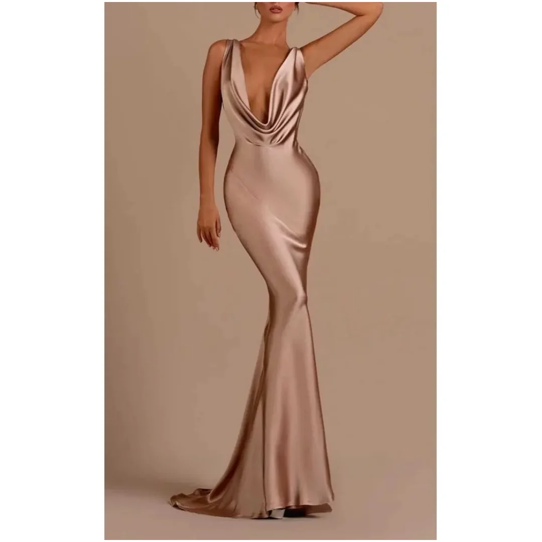 Satin Gala Dresses 2024 Lena Graduation Dress Es Sleeveless Elegant Dresses for Women Wedding Party Fish Tail Long Skirt Evening