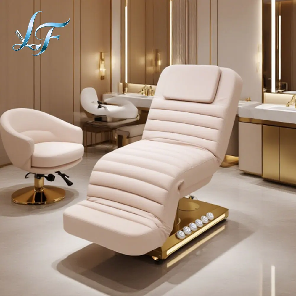 Pink Aesthetic Chair Cosmetic Spa Bed Electric Facial Chair Synthetic Leather Beauty Salon Lash Massage Bed Professional