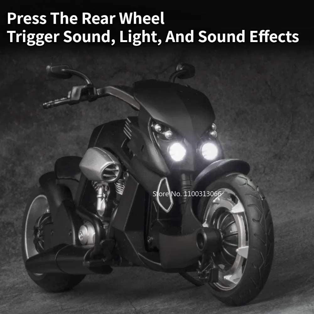 1/12 V-REX Motorcycle Car Model Toy Alloy Diecast High Simulation with Light Sound motorbike vehicle for Adult Collection Gifts