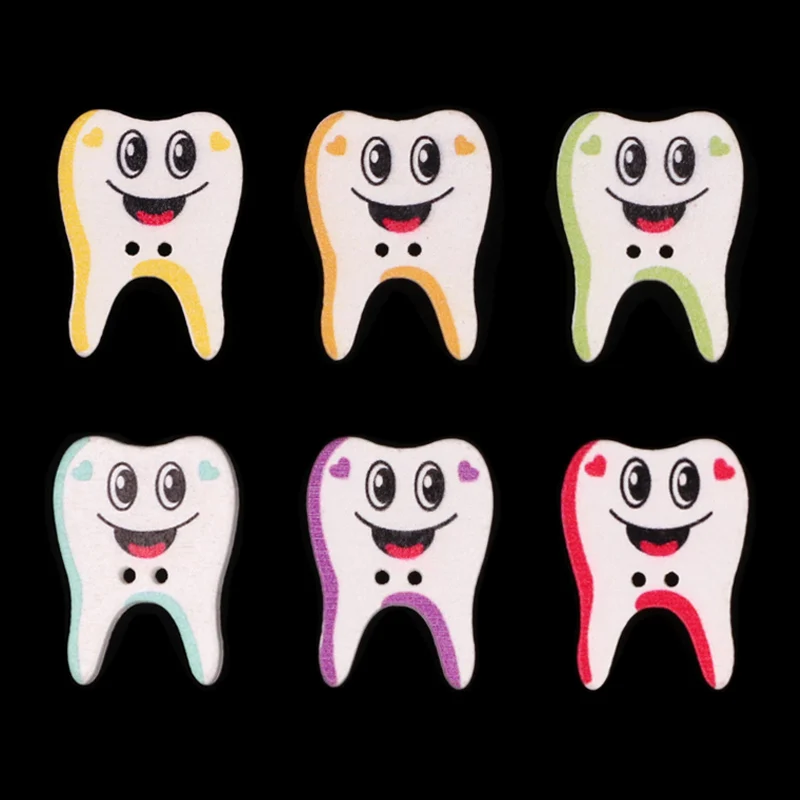 

50pcs/lot Mixed Tooth Buttons 2 Holes Wooden Buttons DIY Painting Sewing Wooden Buttons Scrapbooking Decoration Sewing Supplies