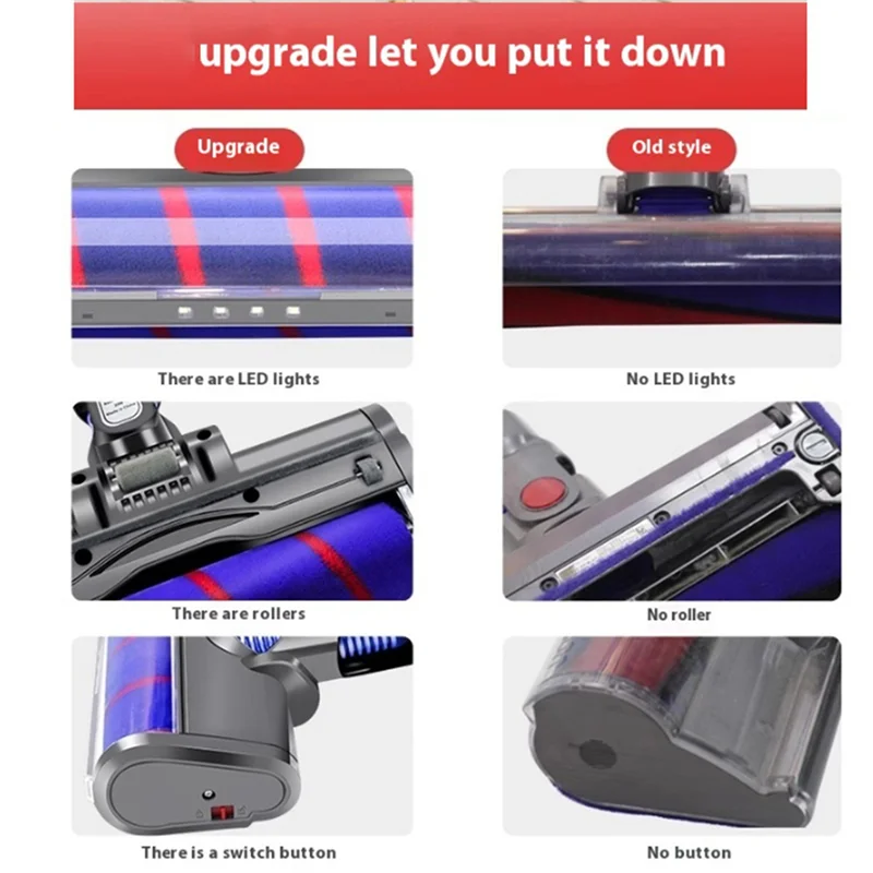 

ABRS-2X для Dyson V15 V11 V10 V8 V7, насадка для пылесоса, мягкая роликовая щетка, замена с подсветкой для пыли, очиститель для твердой древесины