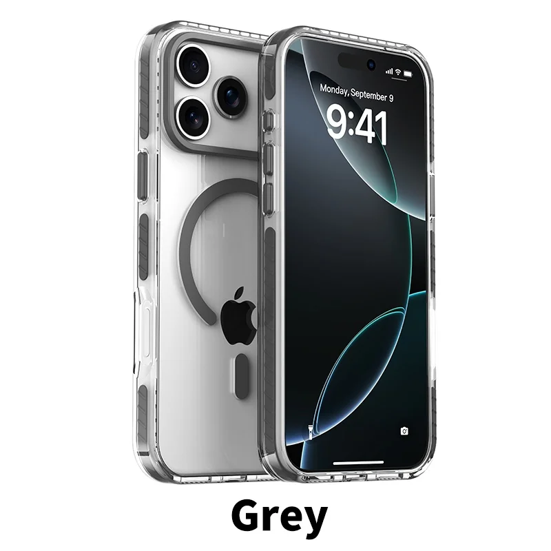Luxuriöse, kontrastfarben gestreifte HD-Klarsicht-Handyhülle für iPhone 18 17 Air 16 E 15 14 Plus 13 12 Pro Max mit MagSafe-Magnetfunktion. – Detail 6