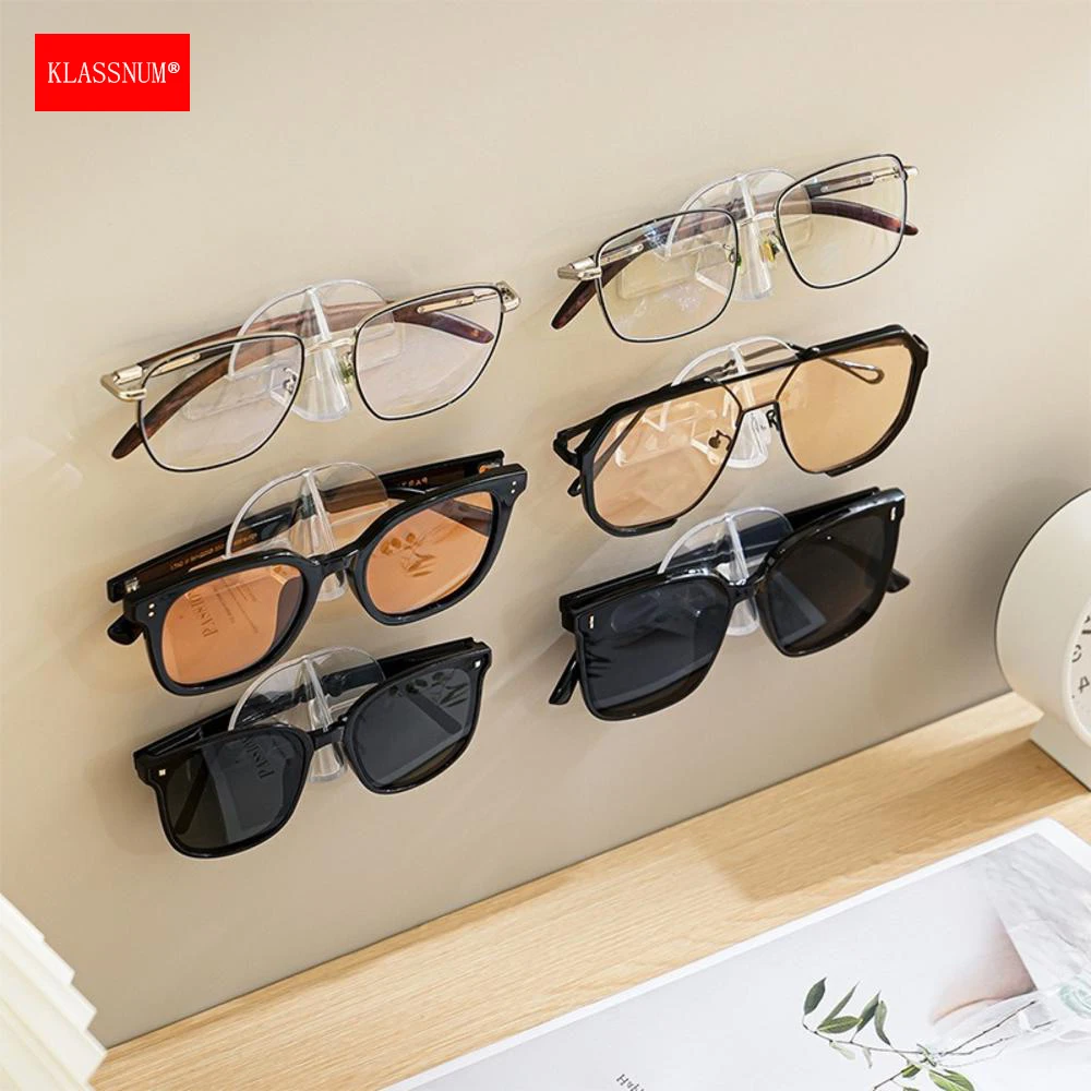 KLASSNUM Glasses Storage Rack Wall Mounted Sunglasses Reading Glasses Storage Rack Men Sunglasses Transparent Display Rack Women