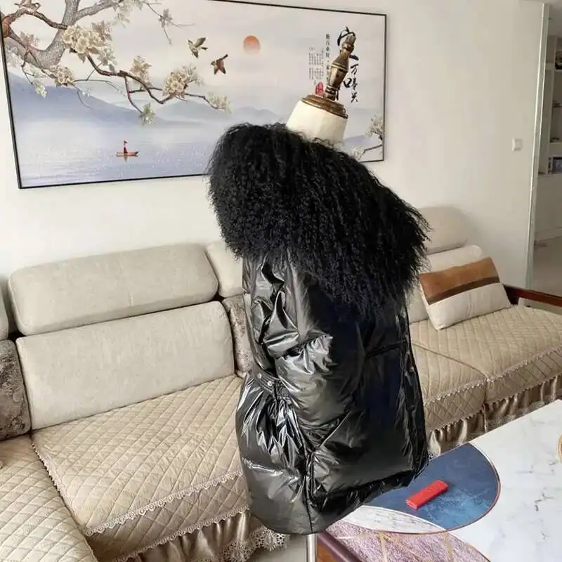 Natural Real Tibet Sheep Fur Collars Winter Women's Down Coat Jacket Hat Collar  Winter Warm Fur Scarf Mongolian Lamb Fur Shawl