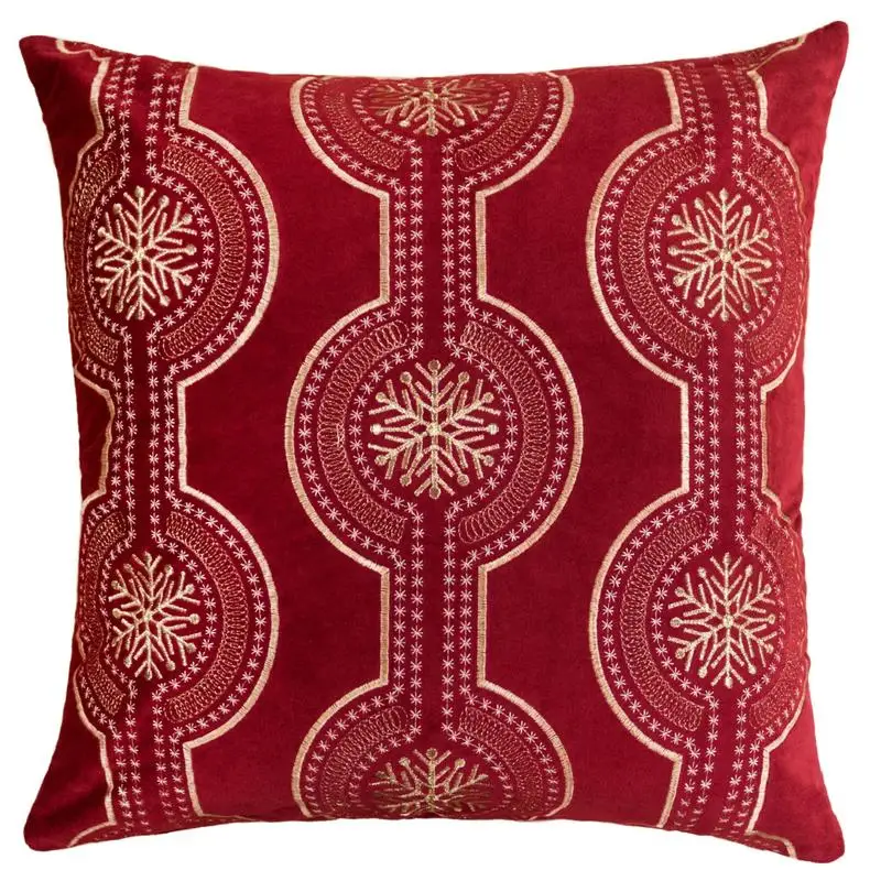 

Red Velvet Throw Pillow, 20x20 inch, Embroidered Holiday Design with Insert