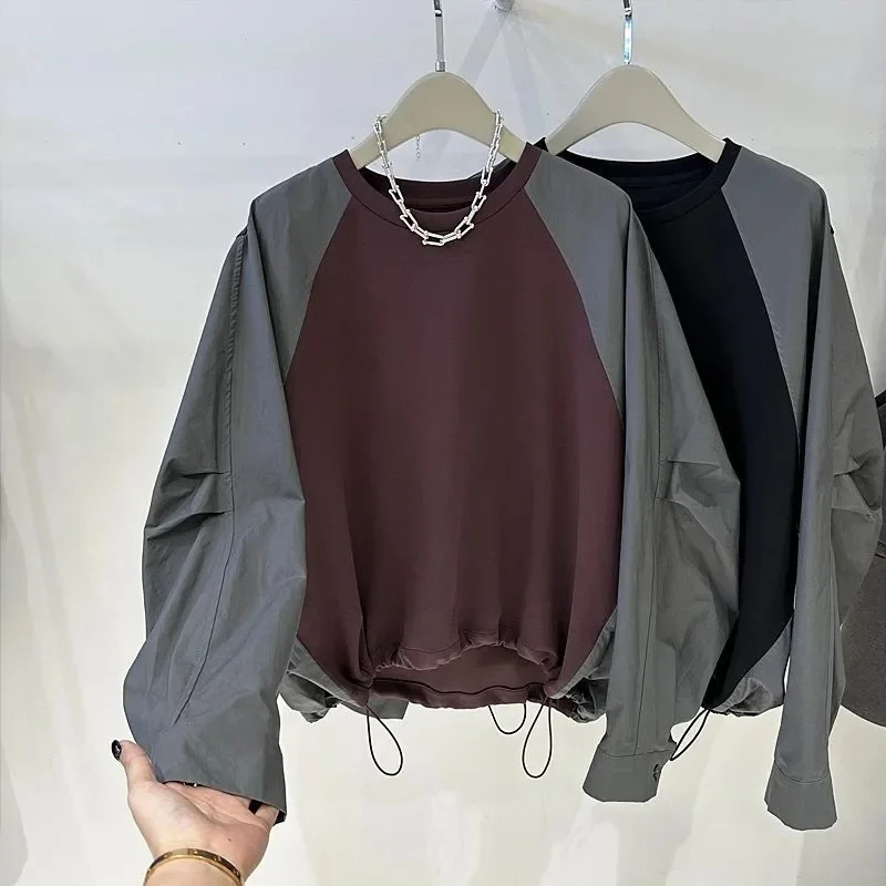 

Модный женский свитшот оверсайз для весны и осени, большие размеры, свободный крой, цветные блоки, эффект стройности