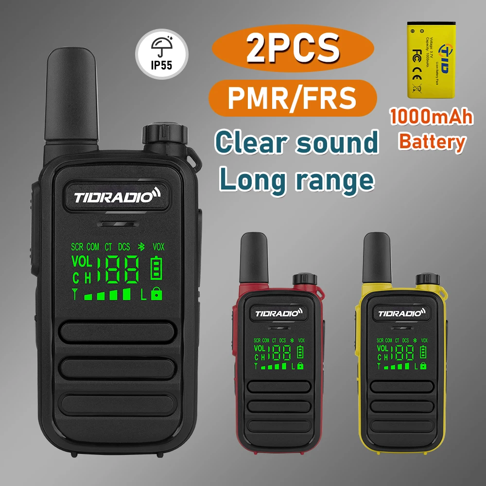 TIDRADIO 2PCS M11 PMR FRS Portable Mini Walkie Talkie IP55 Waterproof Licence-free NOAA Wireless Programming Professional Radio