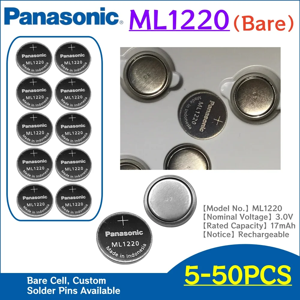 5~50Pcs ML1220 1220 3V Lithium Rechargeable Battery CMOS RTC BIOS Back Up Button Coin Cell For Laptop Motherboard Replace CR1220