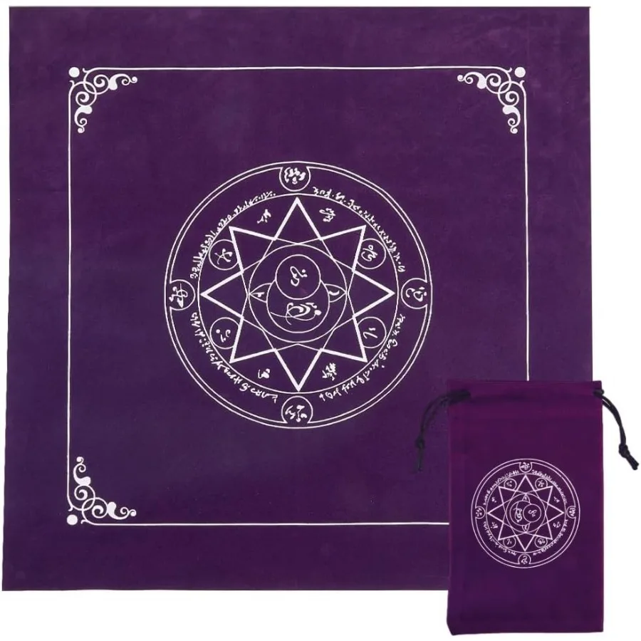 

Altar Cloth Tarot Table Cloth Pentagram Gothic Cards Bag Square Table Cover Divination Velvet with Tarot Drawstring Pouch Set Tarot Card Gift for Witchcraft Supplies Witch Purple