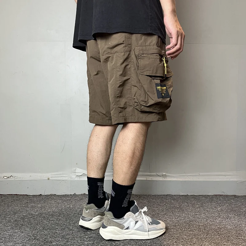 

Мужские свободные брюки в стиле ретро High Street, тонкие спортивные штаны на открытом воздухе, функциональная дышащая многоэтажная рабочая одежда, брюки пять четвертей