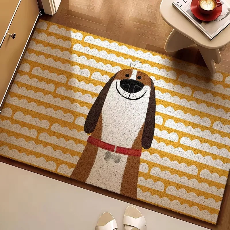 Dopamine Household Entrance Door Silk Ring Floor Mat, Door Foot Mat, Foyer Entrance Door Can Be Cut Dirt-resistant Carpet