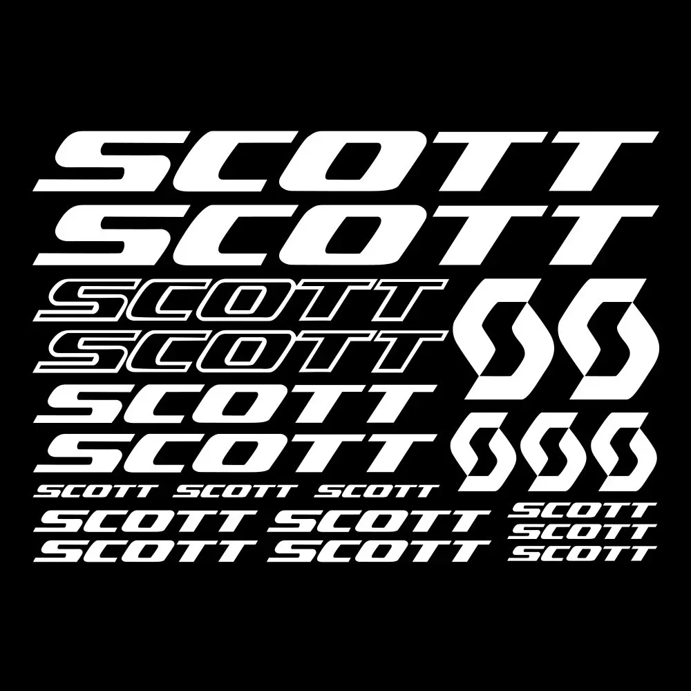 30cm 21Pcs SCOTT Bike Frame PVC Sticker Sheet, Waterproof Self-adhesive Decals Personality Scratch Cover for Bicycle & Car Decor