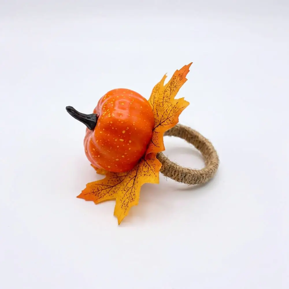 Decorative Napkin Rings Harvest Pumpkin Maple Leaf Design Thanksgiving Dinner Tableware Ornament Holiday Party Supplies