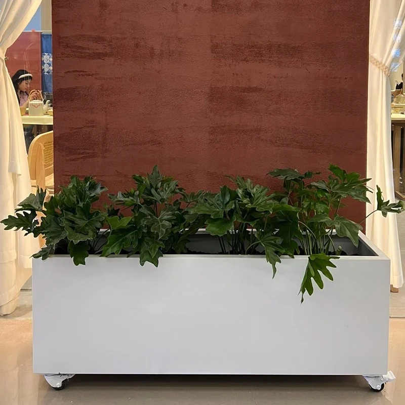 

Подвижная цветочная коробка с универсальным колесом, цветочная кровать из кованого железа, кофейня, подставка для цветов, магазин чая с молоком и перегородкой на шкиве