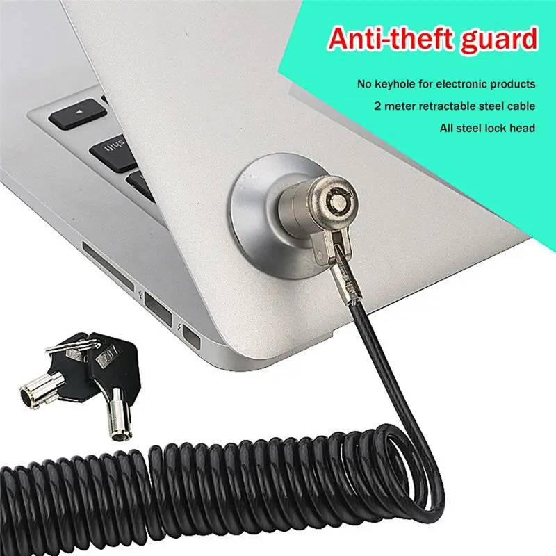 Superior Laptop Computer Lock Laptop Lock Lock Universal Retractable Spring Rope Steel Cable Key Computer Lock