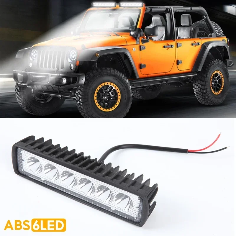 18w 6 LED Car Work Light High Bright Spotlight Universal Offroad Automobile Truck Driving Fog Headlights DRL Driving Lamp 12V