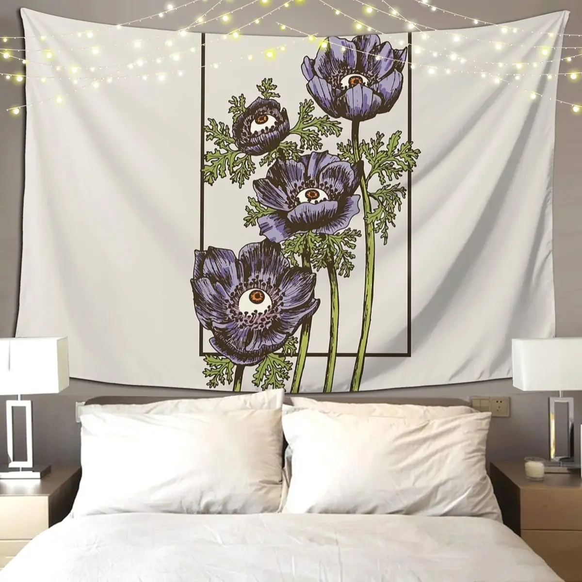 Anemone E Tapestry Hippie Wall Hanging Aesthetic Home Decor Tapestries for Living Room Bedroom Dorm Room