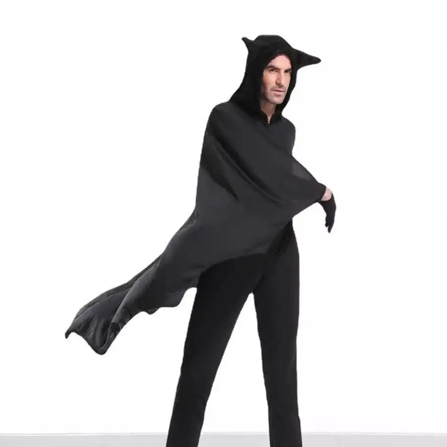 ชุดแฟนซีปีศาจแบลล์อีวิล ชุดค้างคาวสำหรับฮาโลวีน ชุดคอสเพลย์สำหรับพ่อแม่ลูก ชุดสำหรับใส่ไปบาร์ ทำจากวัสดุ PU ลายดอกไม้