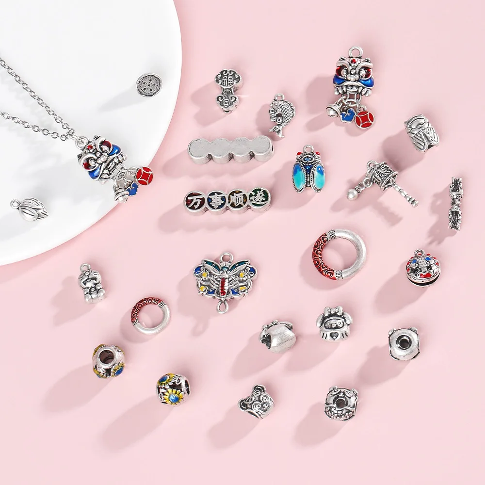 Натуральная древняя серебряная круглая подвеска в виде льва-бабочки из нефрита, все вещи, гладко аксессуар для браслета «сделай сам»