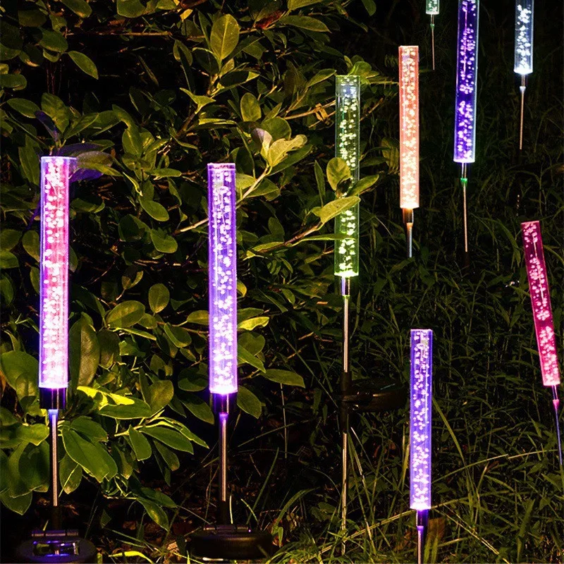 7 Colors Change Solar Powered Garden Acrylic Rod Lights Outdoor Solar Lights Lawn Lights For Yard Pathway Decoration