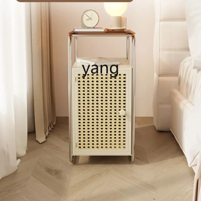 

Yjq Cream Style Narrow Edge Small Bedside Table Simple Modern Bedroom Iron Bedside Narrow Cabinet