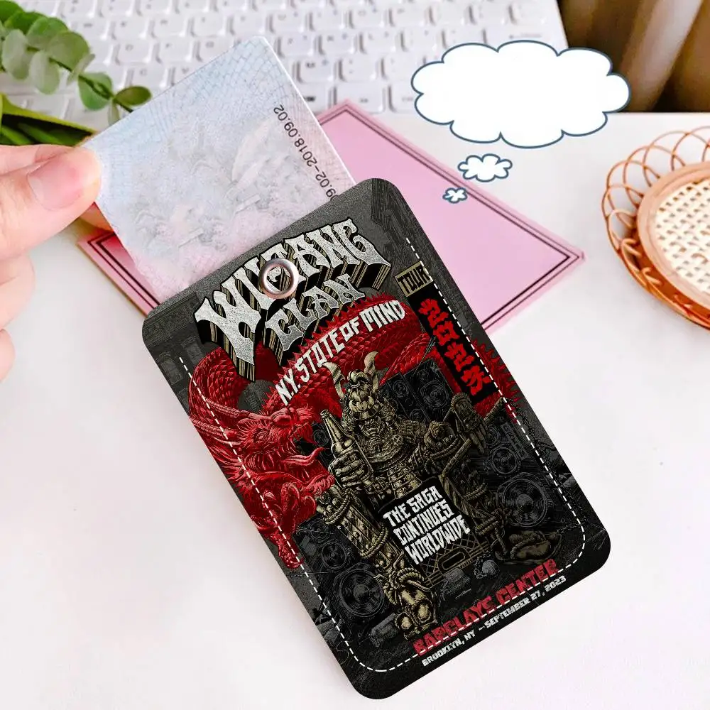 WU-T--TANG CLAN الفرقة 1 قطعة حافظة بطاقات الوصول حافظة بطاقات جلدية المفاتيح حلقة رئيسية باب الوصول العلامات حافظة بطاقات الهوية المفاتيح