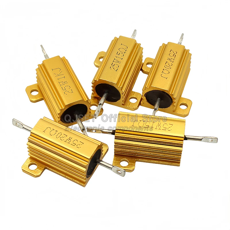 1pcs Gold Aluminum Housed High Power Resistors RX24-25W 0.01R-300K Ohm 1 2R 3R 4R 5R 6R 8R 10R 20 30 100 Ohm 1K 10K 100K Ohms image 4