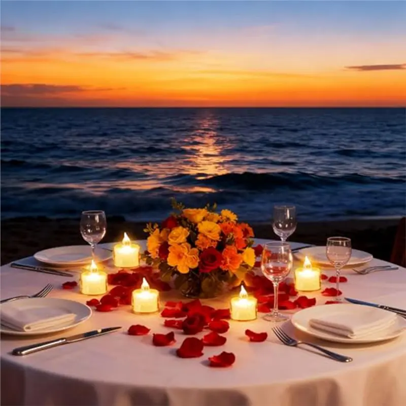 【HOUSEHOLD GOODS】Crystal LED Tea Light 24Pcs Flameless LED Electronic Candle Battery Operated Fake Candles Tealights For Wedding