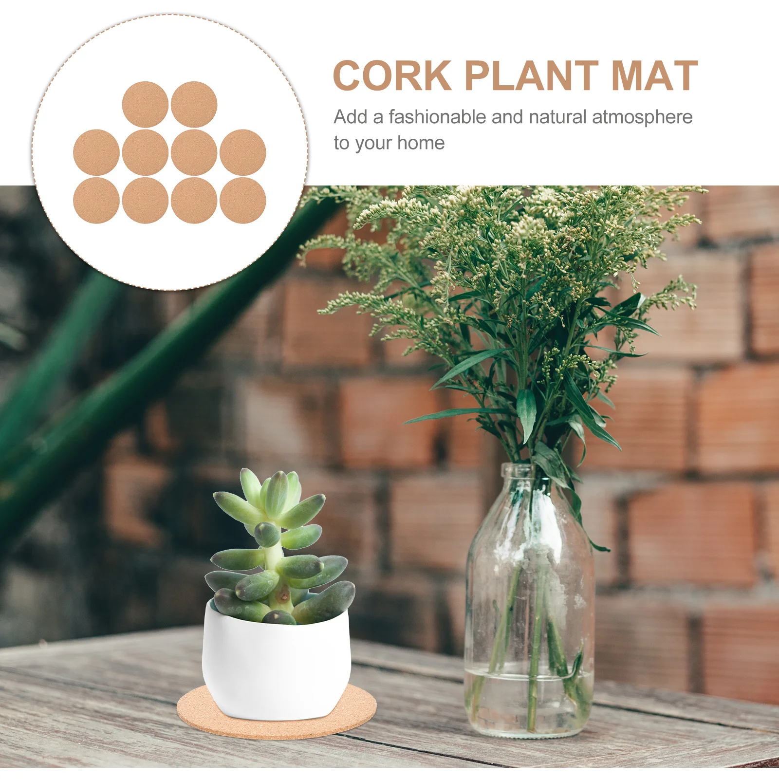 

10Pcs Cork Plant Mat Thickened Non-Fade Multi-Purpose Gardening Pot Plates Plant Saucer Pads for Garden Kitchen Home Office
