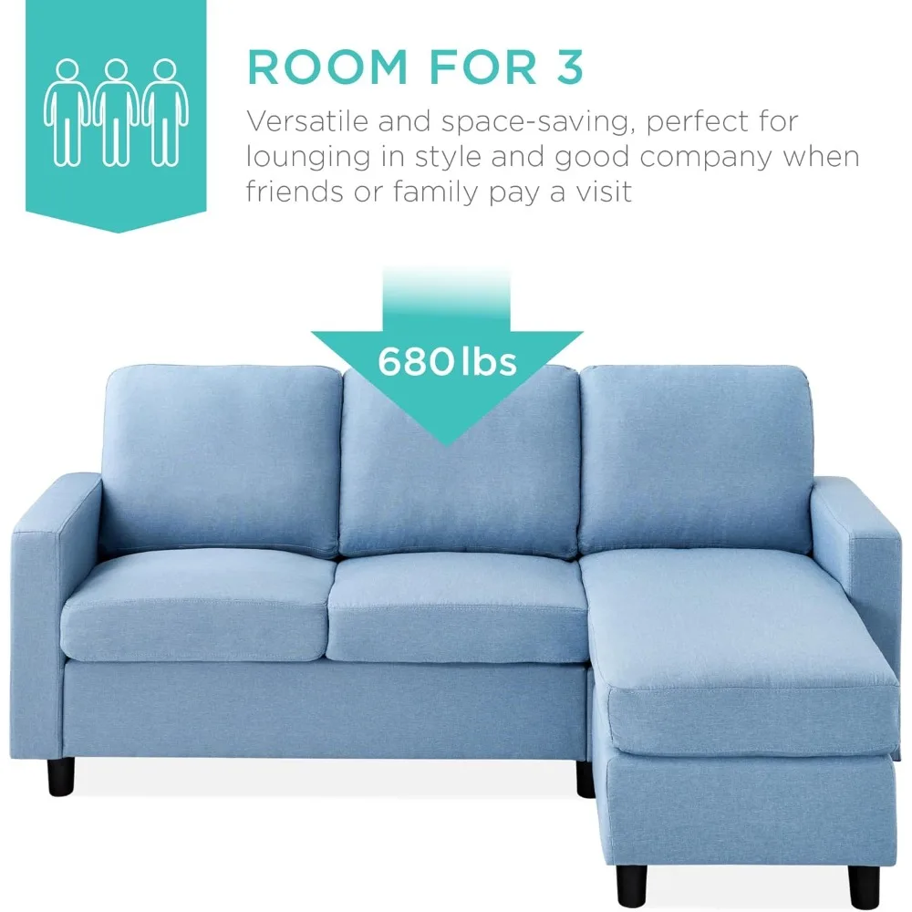 أريكة منجدة مقطعية من أفضل منتجات الاختيار للمنزل والشقة والنوم والمساحات المدمجة مع صالة تشيس، وكبيرة 3 مقاعد #6