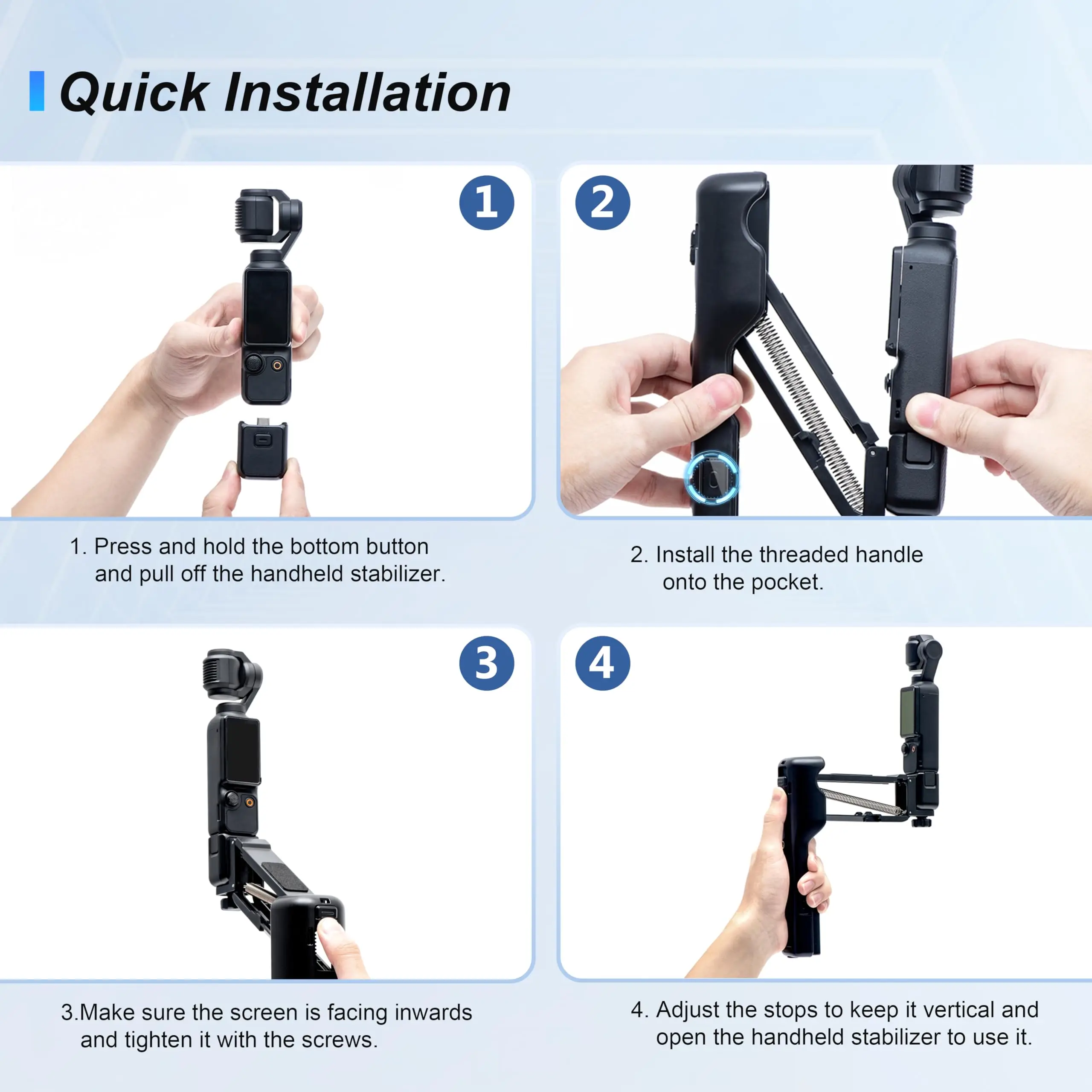 For OSMO Pocket 3 Handheld Stabilizer, Mini Z-Axis Anti-Shake Handle Grip Holder Storage Protective Case for Camera Vlog Live